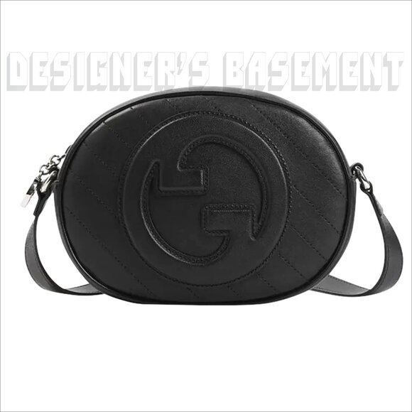 GUCCI black BLONDIE MINI Matelasse lamb Leather Oval Interlocking GG charm Bag - Picture 8 of 10